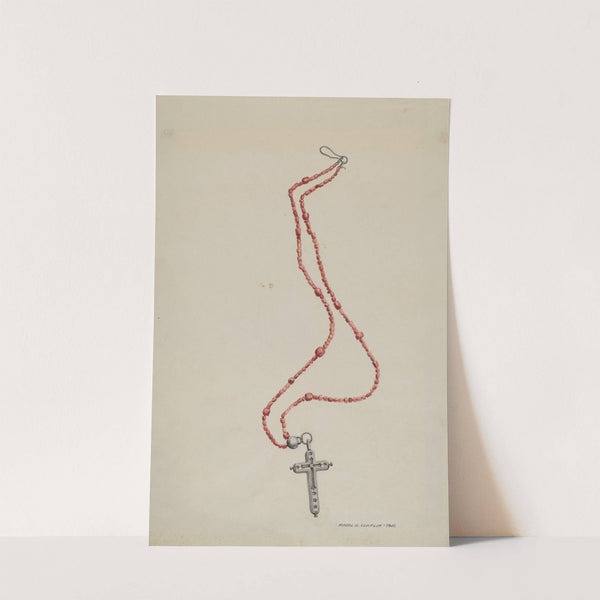 Coral Beads and Crucifix by Majel G. Claflin