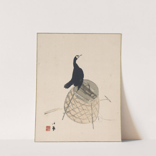 Cormorant on a Basket by Takeuchi Seihō