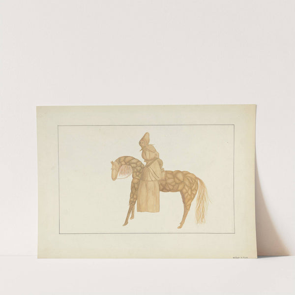 Corn Husk Doll on Horse by Wilbur M Rice