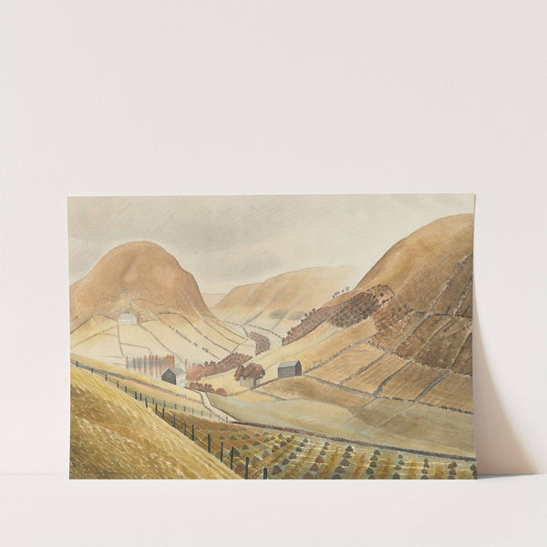 Corn Stooks and Farmsteads - Hill Farm, Capel-yffin, Wales by Eric Ravilious