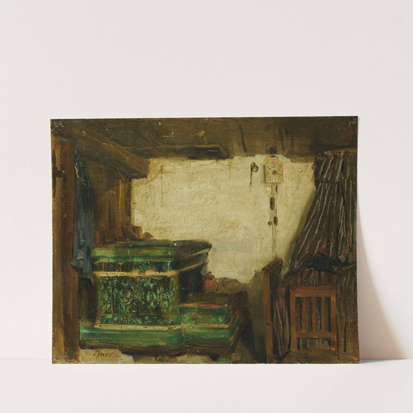 Corner Of A Room With Tiled Stove by Albert Anker