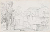 Corner of an Italian Garden with a Church Beyond