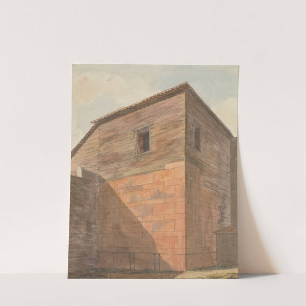 Corner of Stone and Wood Building, with Inscription on Wall by Willey Reveley