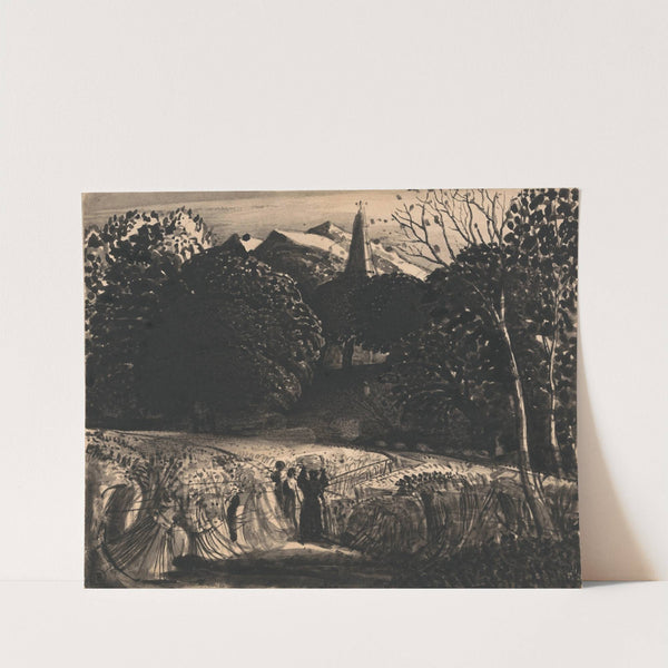 Cornfield and Church by Moonlight by Samuel Palmer