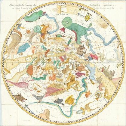 Stereographischer Entwurf des Gestirnten Himmels vom Nordpol bis zum 38sten Grad Sudlicher Abweichung (1790)