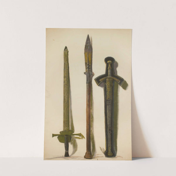 Coronation sword of Augustus III, the lance of St. Maurice and the sword of Sigismund Augustus (1907) by Leon Wyczółkowski