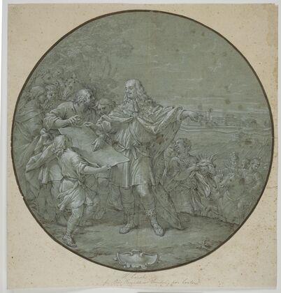 Cosimo III befæster Livornos havn Tegnet forlæg til sølvplade, en af de såkaldte piatti di S Giovanni