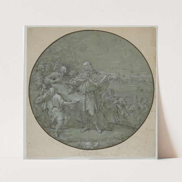 Cosimo III befæster Livornos havn Tegnet forlæg til sølvplade, en af de såkaldte piatti di S Giovanni by Filippo Luzi