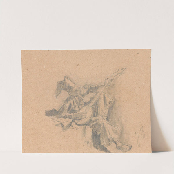 Cossack playing the balalaika, study of a figure for the painting “The Lisowczycy camp” (1872) by Jozef Brandt