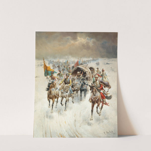 Cossack Train in a Winter Landscape by Adolf Baumgartner-Stoiloff