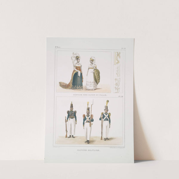 Costume des dames du palais; Costume militaire (1834 - 1839) by Jean Baptiste Debret