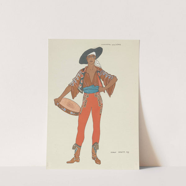 Costume design drawing for Alexandre Volinine as le Bohémien in Amarylla, Ballet de Glazounow (1919) by George Barbier