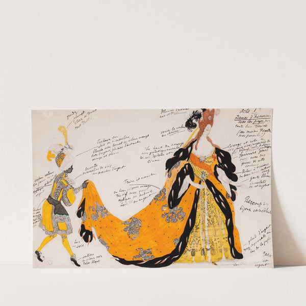 Costume design for 'La Belle au bois dormant'; Dame d’honneur avec le page portant le train by Léon Bakst