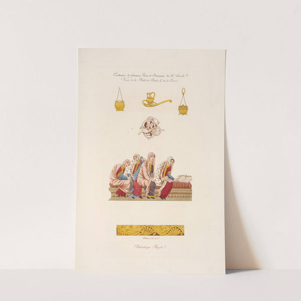 Costumes de femmes, vases et ornemens du IXe. siècle. Tirés de la bible de Charles II, dit le chauve. by Nicolas Xavier Willemin