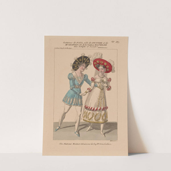 Costumes de Paul, rôle de Joconde et de Mme Anatole, rôle de la comtesse Mathilde, dans Astolphe et Joconde (1827) by Martinet-Hautecoeur