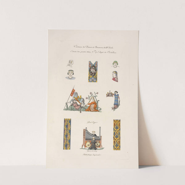 Costumes des dames et ornemens du XIVe. siècles, extraits d'un psautier latin, No. 175, dépôt des Cordelliers. by Nicolas Xavier Willemin