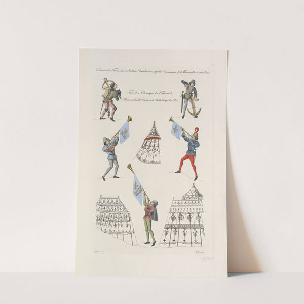 Costumes des trompettes et soldats arbalêtriers, appellés cranequiniers, de la manivelle de cette arme by Nicolas Xavier Willemin