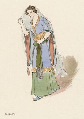Costumes for Merchant of Venice, Merry wives of Windsor, and Twelfth night Pl.06 (19th Century)