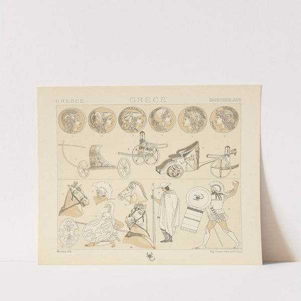 Costumes militaires, armes diverses, chariots de guerre et autres, harnais de cheval (1876-1888) by Auguste Racinet