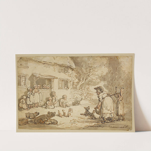 Cottage full of children by Thomas Rowlandson