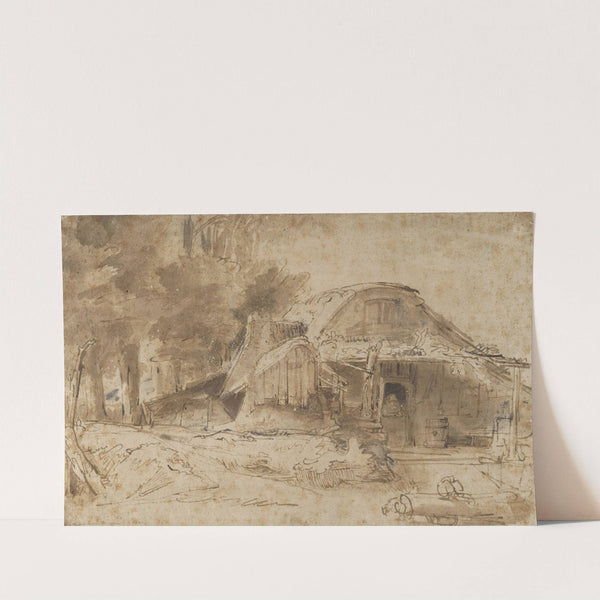 Cottage near the Entrance to a Wood by Rembrandt van Rijn