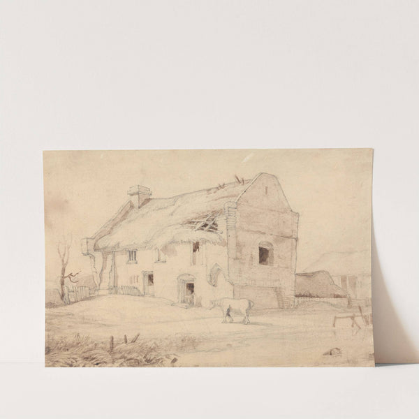 Cottage with Grazing Horses by Miles Edmund Cotman