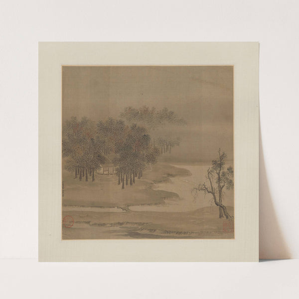 Cottages in a Misty Grove in Autumn (1117) by Li Anzhong