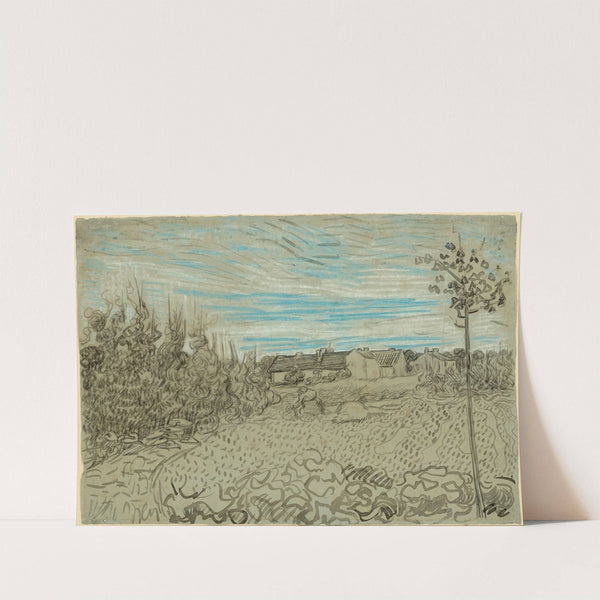 Cottages with a Woman Working in the Middle Ground (1890) by Vincent van Gogh