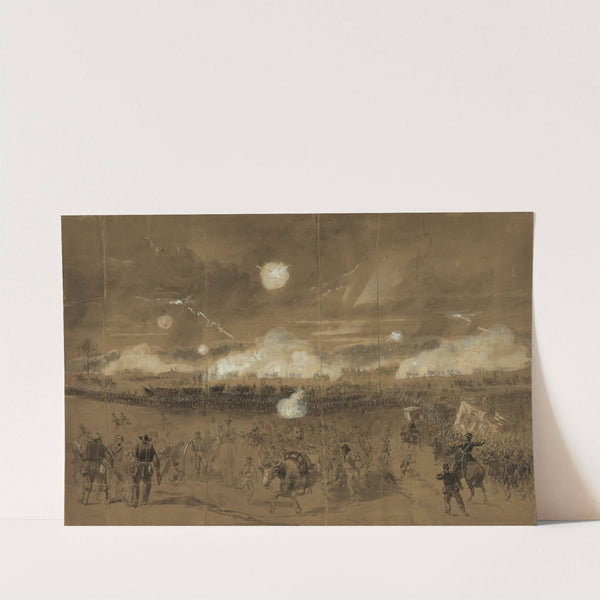 Couch's Corps forming line of battle in the fields at Chancellorsville to cover the retreat of the Eleventh Corps disgracefully running away by Alfred Rudolph Waud