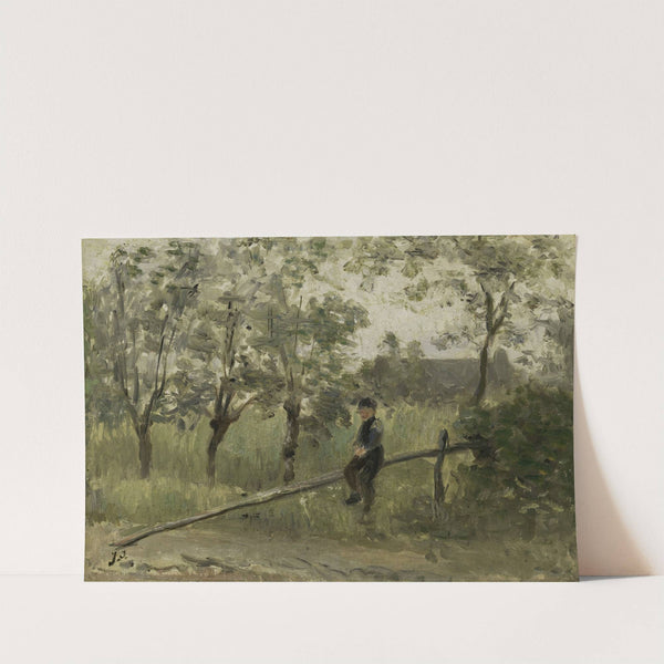 Country Boy on a Pole Barrier by Jozef Israëls