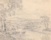 Country landscape with cattle crossing a stream
