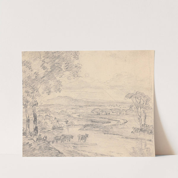 Country landscape with cattle crossing a stream by Sawrey Gilpin