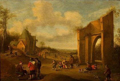 Countryside landscape with peasants — size preview
