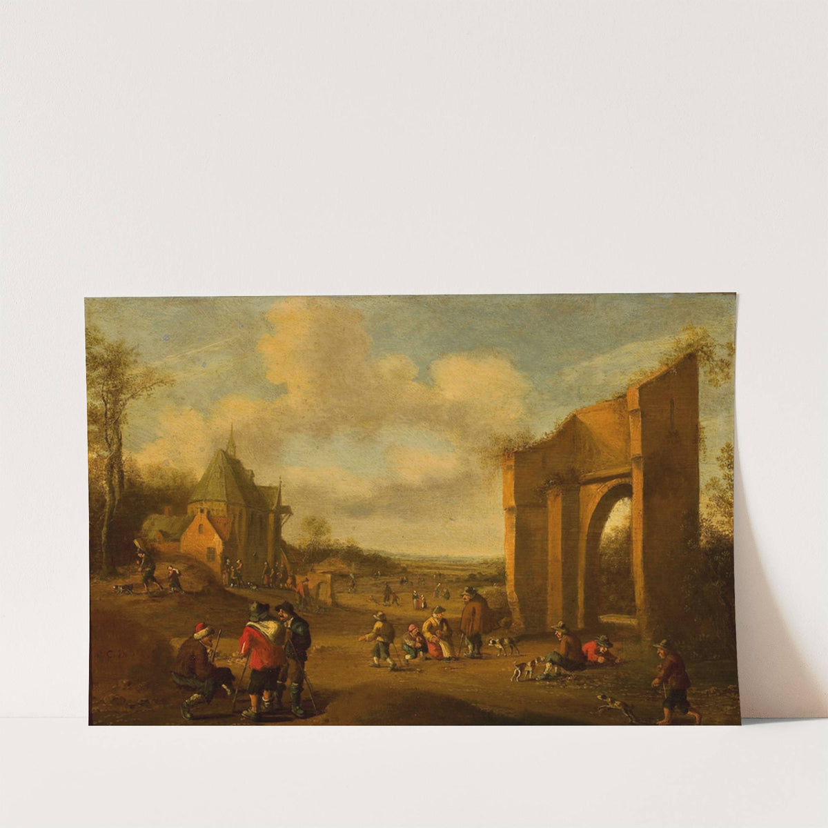 Countryside landscape with peasants by Cornelis Droochsloot