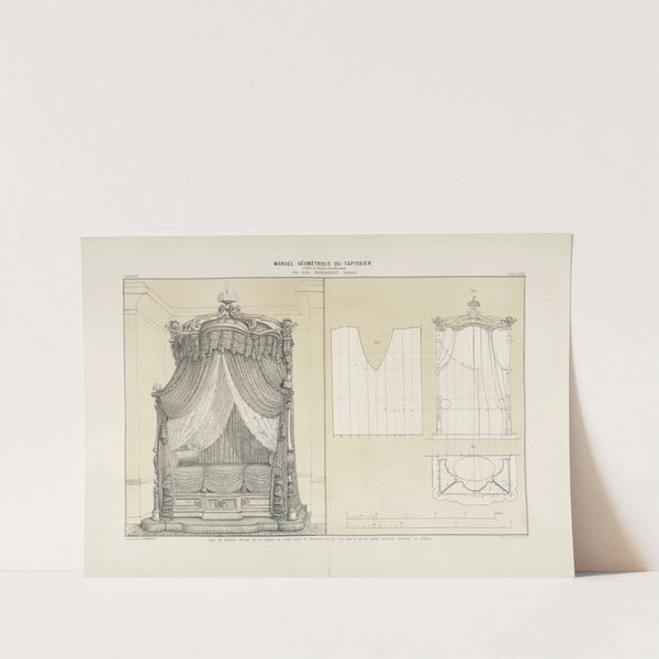 Coupe de rideaux froncés sur un châssis de mileu cintré en élévation sur les trois faces et sure les courbes montantes soutenant le châssis. (1859) by Jules Verdellet