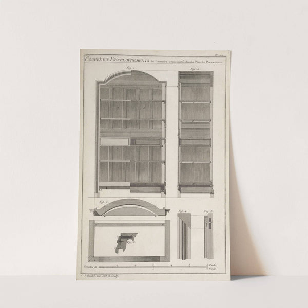 Coupes et développements de l'armoire representée dans la planche precedente. by André Jacob Roubo