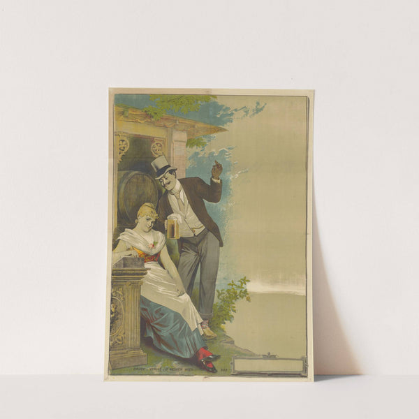 Couple au bock de bière affiche sans lettre (1890-1900) by Imp. J. Weiner