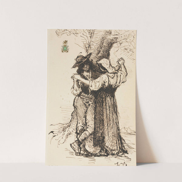 Couple Courting by a Tree by Léon Bonnat