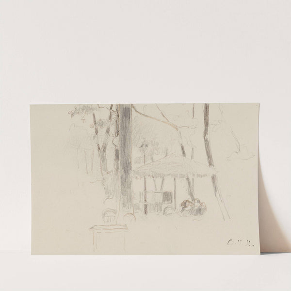 Couple dans un parc, sous un parasol by Georges Hugo