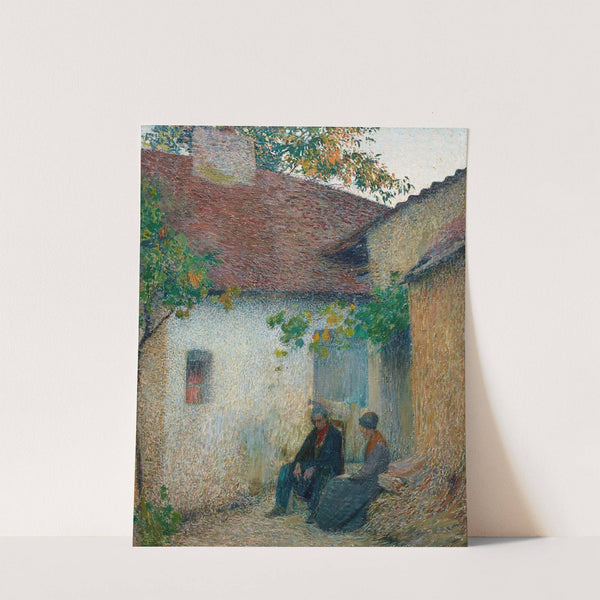 Couple en conversation devant la ferme by Henri Martin