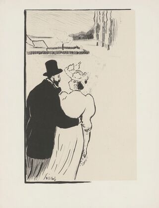 Couple en promenade sur un chemin conduisant à une maison (1895)