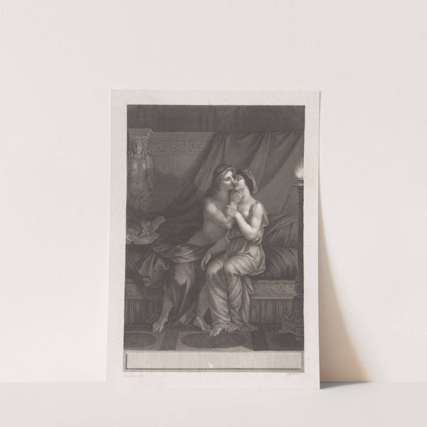 Couple in love sitting on bed (1797) by Jacques Louis Copia