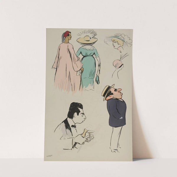 couple inconnu, Mme Dujardin, Mme Doyen, Jean Guitry, Rodolphe Teutch (1912) by Georges Goursat (Sem)