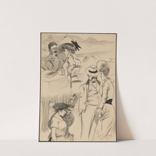 Couples en extérieur by Fernand Louis Gottlob