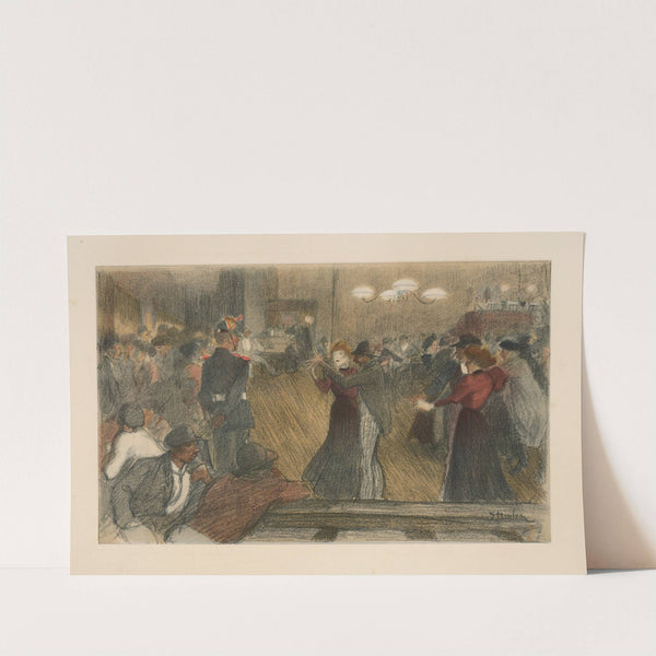Couples on dance floor, men and soldiers watch from the side by Théophile Alexandre Steinlen