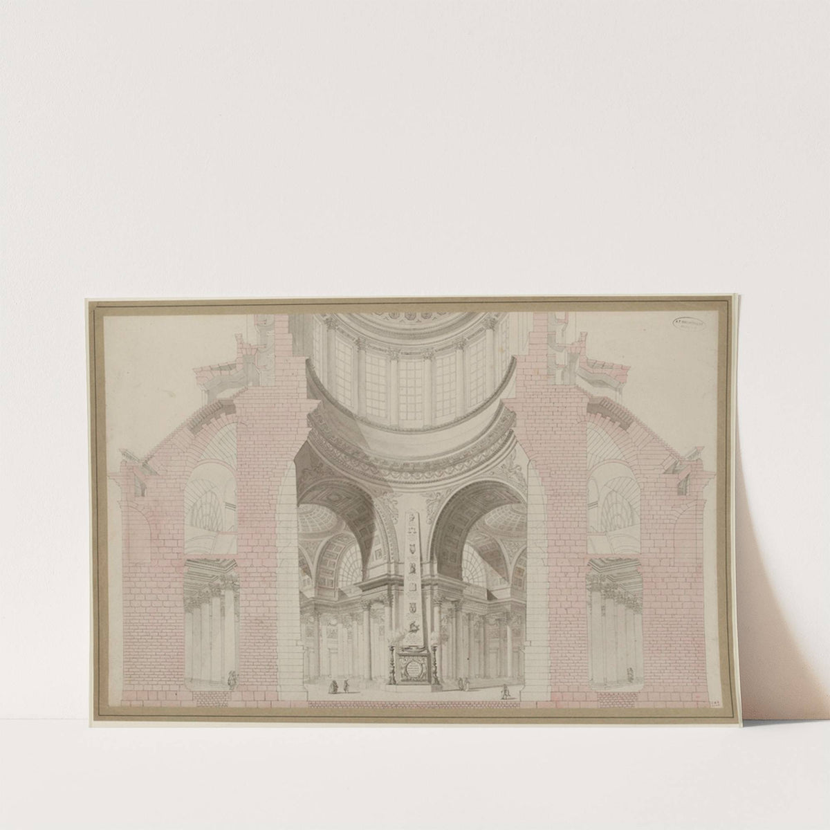 Coupole du Panthéon, coupe, projet de décoration intérieure by Alexandre Théodore Brongniart