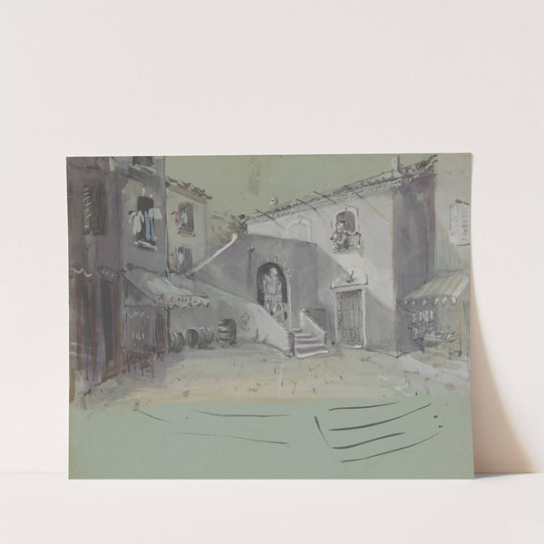 Cour de maison – maquette de décor by Christian Bérard