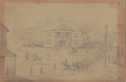 Court House in Corinth, Miss., 32nd Regt. I.V., entering Corinth