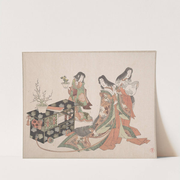 Court Ladies Dragging a Cabinet along the Floor by Kubo Shunman