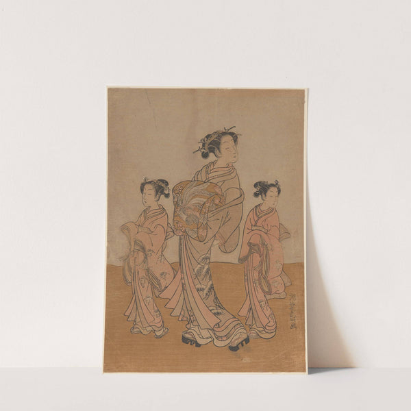 Courtesan and Two Kamuro by Koryûsai Isoda